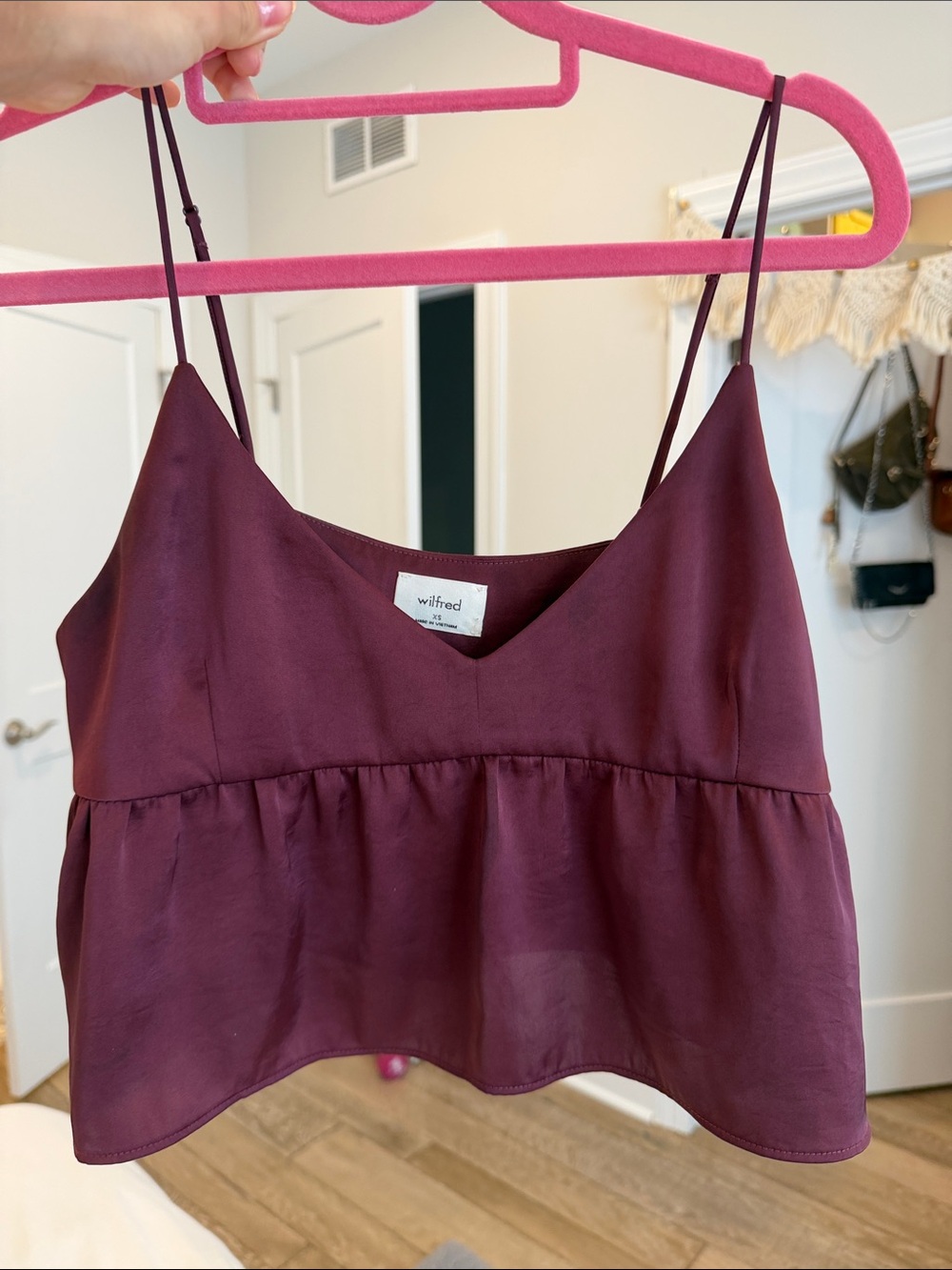 Wilfred Wine Peplum Spaghetti-Strap Cami